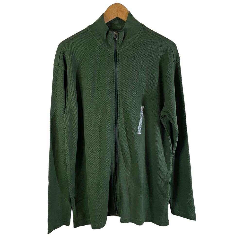 R&R CASUAL New Full Zip Sweater Jacket Green MEN'S Size Medium Casual Comfy
